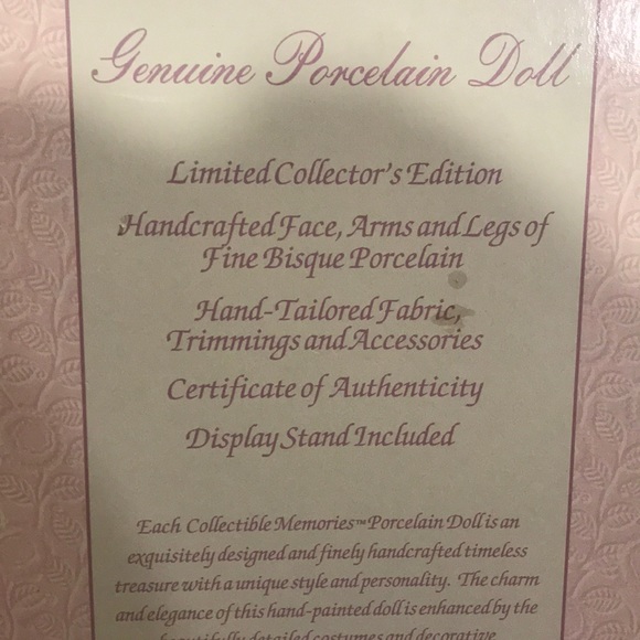 Collectible Memories Porcelain Doll (CLO) - Picture 7 of 8